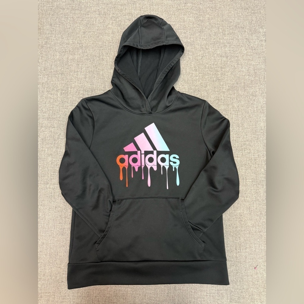 adidas Black Hoodie with Multicolor Logo